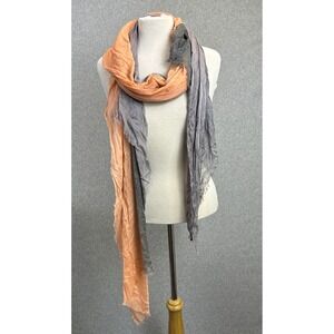 Blue Pacific 76" Scarf Orange Gray Ombre Cashmere Silk‎ Blend Fringe Wrap Womens